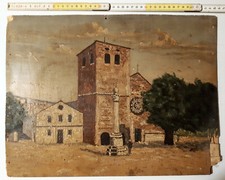 DIPINTO A OLIO SU COMPENSATO BRUNO VERONESI SAN GIUSTO 1950 retro dis. Cadidavid Dipinto a Olio price