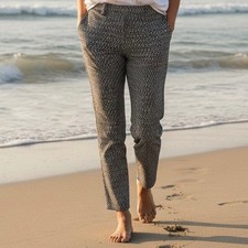 Pantalones Capri Mujer Talla 10 Negro Blanco Geométricos Informales Retro Preppy Mod Elastizados Pantaloni Capri Mujer price