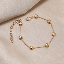 Simple Heart-shaped Gold Alloy Women Fashion Jewelry Bracelet Bangle Chain Bijuteri Bilezik price