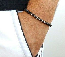 Men's Fashion Bracelets Yoga Healing 6mm Stone Beaded Black Bracelet Charm Gift Bijuteri Bilezik price