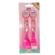 Set Posate Cry Babies Forchetta Cucchiaio Bimbi Asilo BPA Free Autonomia Pappa Cucchiaio Pappa price