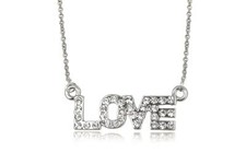 COLLAR COLGANTE "LOVE" CON STRASS CRISTALES TONO DIAMANTE Y CADENA PLATEADA Collar con Diamante price