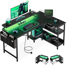 Escritorio para juegos en forma de L con luces LED, 100 × 70 Cm Escritorio para computadora con toma de corriente Escritorio price