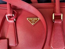Bolso de Trabajo Prada Saffiano Cuero Maletín Portátil Auténtico ROJO Excelente Unisex Briefcase price