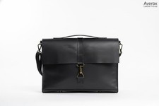 UNISEX Bolso Mensajero de Cuero Minimalista Maletín Laptop Cartera Negro Unisex Briefcase price