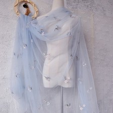Bebé Azul Ethereal Floral Bordado Tul Tela Delicado Flor Malla para Vestido Vestido para bebé price