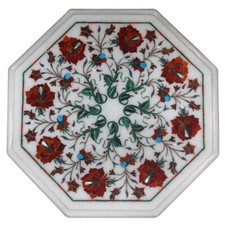12" Mármol Incrustación Side Table Top Handmade Pietra Dura Hogar Oficina Decor Oficina Side Mesa price