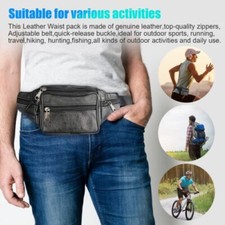 Negro Cuero Genuino Fanny Paquete Hip Cinturón Bolsa Viaje Jogging Hombre Mujer Cinturón Bolso de mujer price