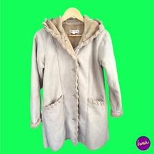 Abrigo de mujer ABRIGO TREND gamuza guisante, gamuza, capucha, beige, Reino Unido 14/16 Long Abrigo price