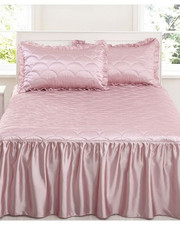 Colcha lunar de lujo ligera con volantes acolchada aspecto satinado rosa individual Bedspread price