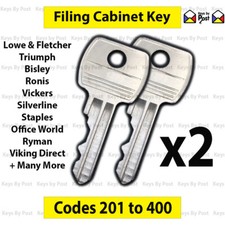 2x Llave archivadora cortada a código 201-400 para Triumph, Bisley Vickers Ronis L&F Filing Armario price