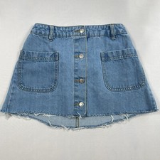 Minifalda vaquera talla 8 cintura elástica dobladillo crudo tiro medio jean azul claro Y2K Jeans/ Denim Falda price