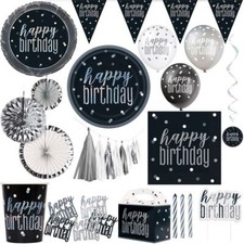 Set De Decoración De Fiesta De Cumpleaños Negra Con Decoración Plateada Y Negra Cumpleaños y fiesta price