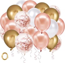 60 Globos De Metalicos Dorados Oro y Rosa Cromados 12" Para Cumpleaños Fiestas Cumpleaños y fiesta price