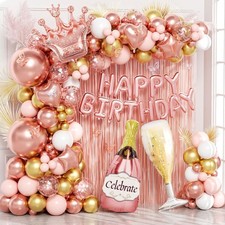 Decoracion De Cumpleaños Cortinas Globos Rose Gold y Dorado Para Mujer En Oferta Cumpleaños y fiesta price