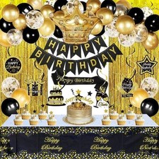 Decoraciones de fiesta de cumpleaños en negro y dorado para hombres y mujeres Cumpleaños y fiesta price