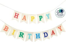 Pancarta colorida de arpillera de feliz cumpleaños, decoraciones de fiesta de Cumpleaños y fiesta price