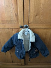Abrigo chaqueta forrada de vellón con textura azul marino tan lindo 9-12 meses Abrigo para bebé price