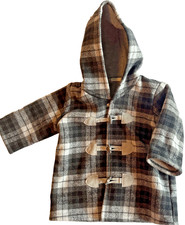 Abrigo de bebé Benetton unisex 3-6 meses negro gris mezcla a cuadros palanca botón a presión Abrigo para bebé price