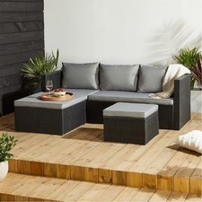 Juego de sofá esquinero de ratán Bali jardín exterior salón conjunto con otomana-fue £499 Esquina Sofa/ Set price