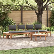Juego de sofá esquinero de jardín 5 plazas marco de teca marrón crema poliéster asientos cojines Esquina Sofa/ Set price