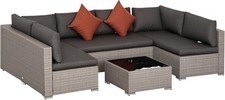 Juego de sofá esquinero de ratán, juego de muebles de exterior de 4 piezas, sofá de jardín de 6 plazas Esquina Sofa/ Set price