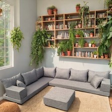 Sofá MAJLIS árabe a medida | Sofá modular en forma de L | Juego de sofá ESQUINA de lino Esquina Sofa/ Set price