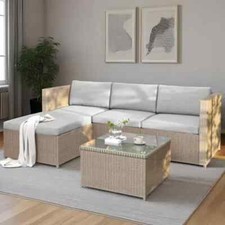 Juego de sofá esquinero de patio de muebles de jardín de exterior de ratán tejido mimbre negro marrón Esquina Sofa/ Set price
