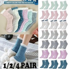1/2/4 Par de Calcetines Mujer Súper Suaves Invierno Acogedores Difusos Cálidos Antideslizantes Zapatilla Calcetines Slipper Calcetines de mujer price