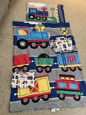 Juego de 4 cunas de tren ferrocarril colcha ajustable y sábana plana almohada falsa Bebé Bedspread Set price