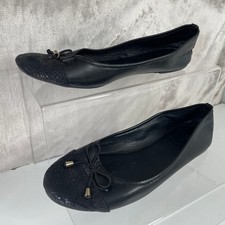 Bailarina Negra Plana Talla 7 Detalle de Lazo Puntera Texturizada Sin Cordones Inteligente Informal Bailarinas price