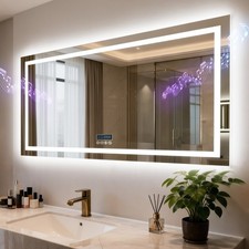 Espejo de baño LED antiniebla regulable Bluetooth pantalla digital de 3 colores 4 tamaños Baño Espejo price