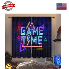 Cortinas de neón para juegos para niños dormitorio 42Wx63H pulgadas varilla bolsillo jugador video... Dormitorio Textiles y Ajuar Set price