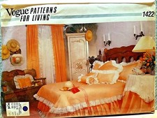 JUEGO DE DORMITORIO Vogue 1422 patrón de tela años 80 decoración del hogar sin cortar Dormitorio Textiles y Ajuar Set price
