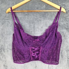 Top corsé para mujer 2XL púrpura floral encaje transparente bustier coqueta babydoll corto Bustier price