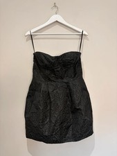 Mini Vestido Bustier Jacquard Negro Brillante Exclusivo Dividido Reino Unido 8-10 Fiesta Deshuesado Bustier price