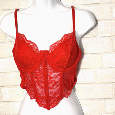 Corsé Deshuesado Encaje Rojo Top Mediano (6) Bustier Transparente Y2K Coqueta Vamp Juegos con disfraces Bustier price
