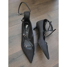 Tacones Zara negros con tiras en punta Alta- Heeled Zapatos price