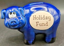 Fondo de vacaciones de alcancía azul Shudehill 10 cm x 15 cm regalo sin usar en caja vintage Piggy Bank price