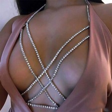 Collar arnés diamantes de imitación cristal pecho playa bikini sujetador cuerpo cadena joyería Cuerpo Chain price