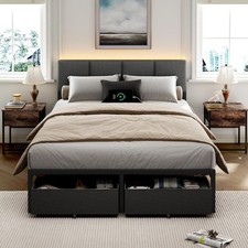 Marco De Cama Con Plataforma Tapizada Cuero Cajón Almacenamiento Completo Cama Marco price