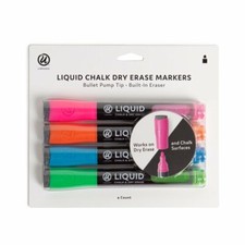 NUEVOS MARCADORES DE BORRADO EN SECO DE TIZA LÍQUIDA DE 4 UNIDADES, BORRADOR INCORPORADO, PUNTA DE BOMBA DE BALA Liquid Eraser price