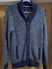 Cárdigan jersey con cuello chal estándar roto para hombre, mezcla de lana azul, talla M en muy buena condición Cardigans de hombre price