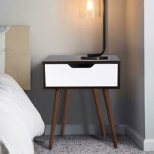 Mesa auxiliar de madera con cajón deslizante con asa sonriente hogar dormitorio Habitación de bebé mesita price