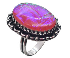 Anillo antiguo australiano triplete ópalo piedras preciosas naturales talla 9 R 4905 EE. UU. Plata Anillo price