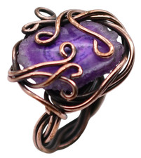 Anillo Charoite Druzy Piedras Preciosas Naturales Envuelto en Alambre de Cobre Talla EE. UU.-8 A248 Plata Anillo price