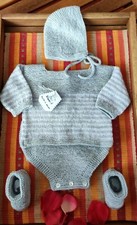 Conjunto punto para bebé cubrepañal, jersey, capota y patucos. Primera puesta Patucos para bebé price