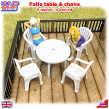 Juego de mesa y sillas de patio - escala 1/32, figuras, paisajes, cafetería, patio, diorama Cafe y Canteen Mesa Set price