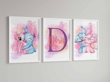 Impresiones de puntada personalizadas, estampado de dormitorio de ángel (juego de 3) cuadros guardería Set para habitación de bebé e infantil price