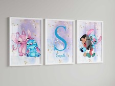 Impresiones de puntada personalizadas, estampado de dormitorio de ángel (juego de 3) cuadros guardería Set para habitación de bebé e infantil price